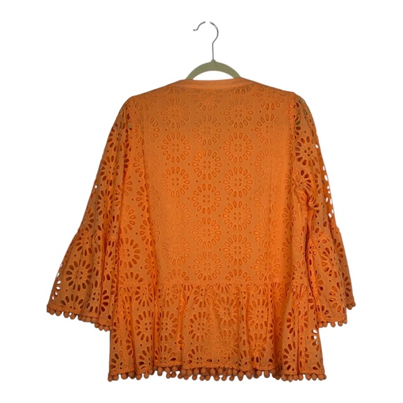 Lilly Pulitzer bright orange eyelet blouse size M - Picture 2 of 2